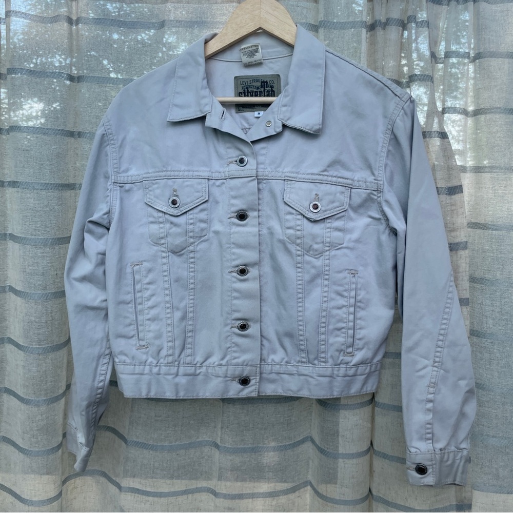 Vintage 90's Levi Silver Tab White Denim Trucker … - image 7